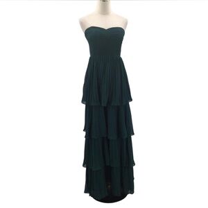 AW Bridal Strapless Layered Emerald Green Dress